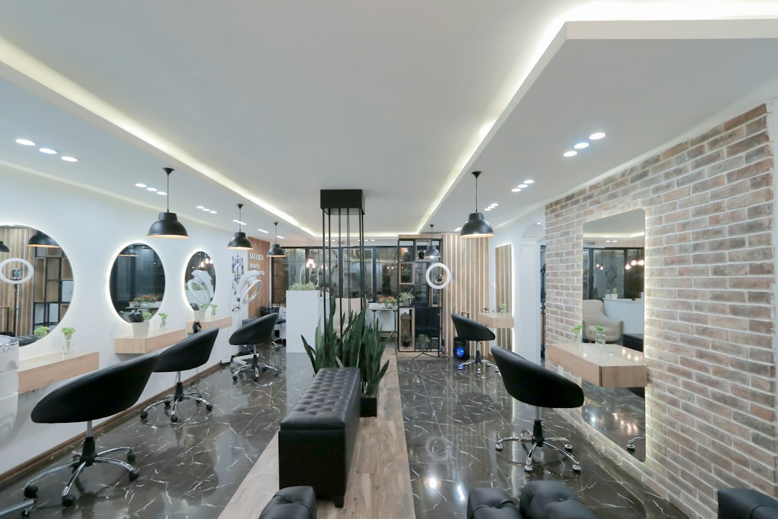 Bright, modern salon interior